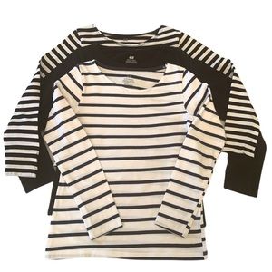 H&M 3 Pack of classic striped and plain Tops. 6-8
